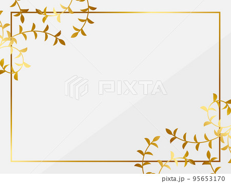 高級感のある蔓草の背景　横位置　ホワイト＆ゴールド 95653170