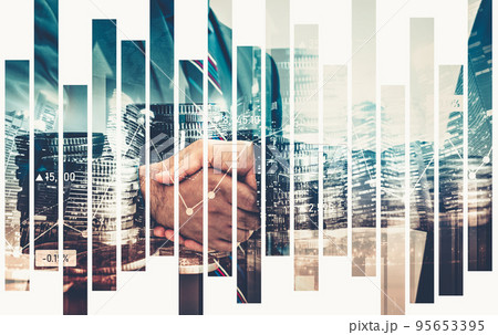 Business handshake on finance prosperity and money technology asset background 95653395