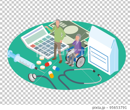 高齢者と医療費のイメージイラスト 95653791