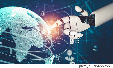 Futuristic robot artificial intelligence revolutionary AI technology concept 95655255