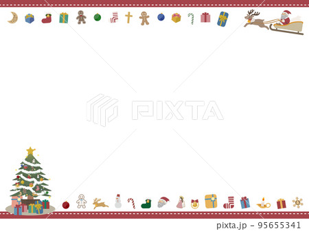 かわいいクリスマスのフレーム 横のイラスト素材 [95655341] - PIXTA