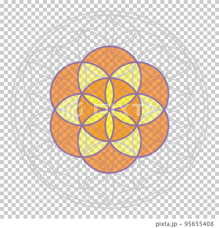 生命的種子,生命的種子放在神聖的幾何之花上 生命的種子,生命的種子放在神聖的幾何之花上 95655408