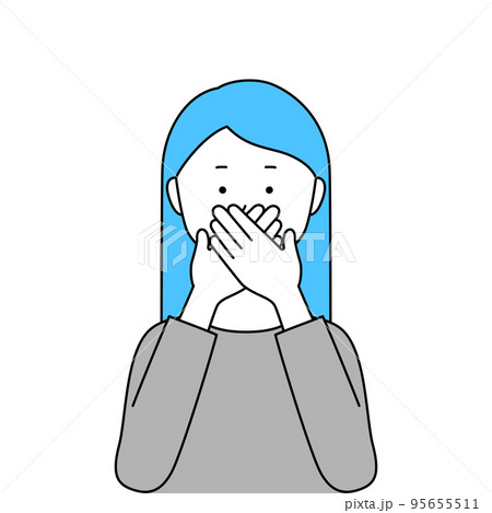 両手で口をふさいでいる女性のイラスト・言わざる(白背景・ベクター・切り抜き) 両手で口をふさいでいる女性のイラスト・言わざる(白背景・ベクター・切り抜き) 95655511