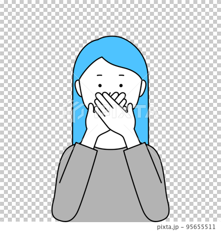 両手で口をふさいでいる女性のイラスト・言わざる(白背景・ベクター・切り抜き) 両手で口をふさいでいる女性のイラスト・言わざる(白背景・ベクター・切り抜き) 95655511