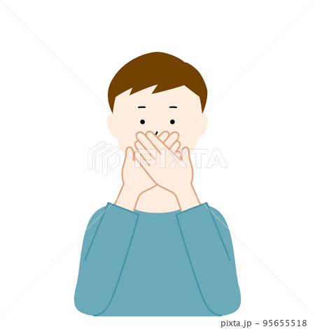 両手で口をふさいでいる男性のイラスト・言わざる(白背景・ベクター・切り抜き) 両手で口をふさいでいる男性のイラスト・言わざる(白背景・ベクター・切り抜き) 95655518