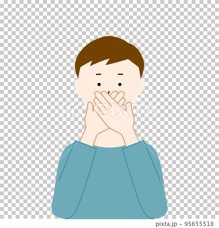 両手で口をふさいでいる男性のイラスト・言わざる(白背景・ベクター・切り抜き) 両手で口をふさいでいる男性のイラスト・言わざる(白背景・ベクター・切り抜き) 95655518