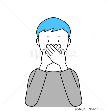 両手で口をふさいでいる男性のイラスト・言わざる(白背景・ベクター・切り抜き) 両手で口をふさいでいる男性のイラスト・言わざる(白背景・ベクター・切り抜き) 95655520