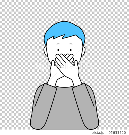 両手で口をふさいでいる男性のイラスト・言わざる(白背景・ベクター・切り抜き) 両手で口をふさいでいる男性のイラスト・言わざる(白背景・ベクター・切り抜き) 95655520