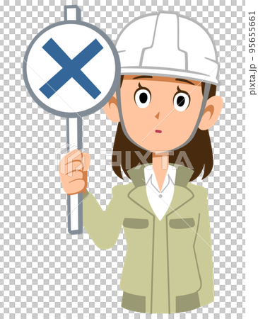 一個穿著工作服、戴著頭盔的女人給出了錯誤的答案 一個穿著工作服、戴著頭盔的女人給出了錯誤的答案 95655661