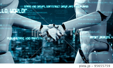 Futuristic robot artificial intelligence huminoid AI programming coding 95655759