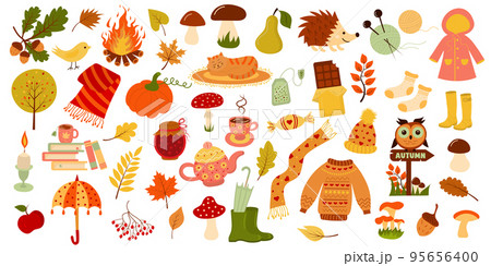 Autumn set. Hello autumn, fall season icons collection. Perfect for web, card, poster, cover, tag, invitation, sticker kit. Autumn set. Hello autumn, fall season icons collection. Perfect for web, card, poster, cover, tag, invitation, sticker kit. 95656400