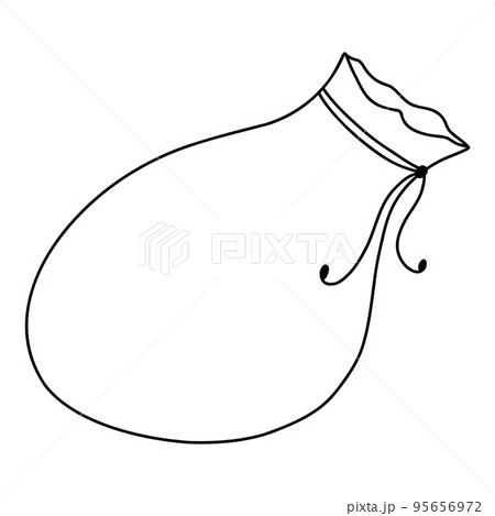 Doodle Christmas bag. Cartoon element, vector sketch illustration, black outline art for web design, icon, print, coloring page Doodle Christmas bag. Cartoon element, vector sketch illustration, black outline art for web design, icon, print, coloring page 95656972