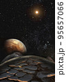 Abstract fictional alien planet in outer space. Elements of this image furnished by NASA. 95657066