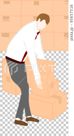 Background illustration of a woman carrying luggage and cardboard 95657516