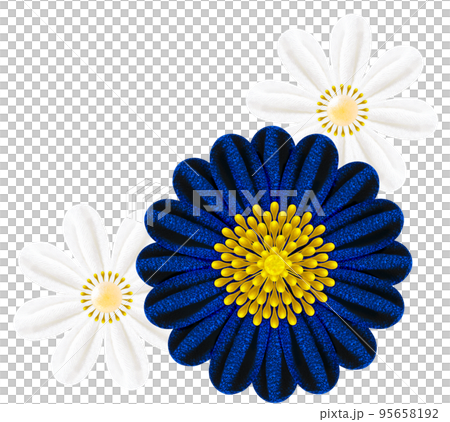 Decorative graphic of flowers made with Tsumami-zaiku Decorative graphic of flowers made with Tsumami-zaiku 95658192