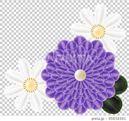 Decorative graphic of flowers made with Tsumami-zaiku Decorative graphic of flowers made with Tsumami-zaiku 95658301