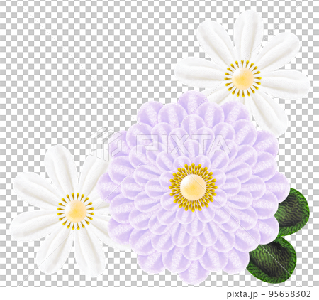 Decorative graphic of flowers made with Tsumami-zaiku Decorative graphic of flowers made with Tsumami-zaiku 95658302