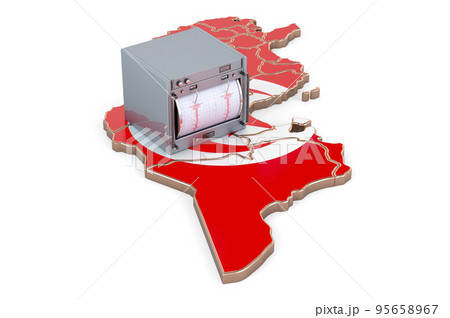 Earthquake in Tunisia concept, 3D rendering 95658967