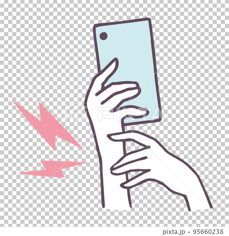 A hand with tendonitis from overdoing maho My hand hurts from overuse of my mobile phone Simple illustration material 95660238