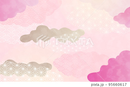 ピンクの和柄の背景デザイン イラスト素材のイラスト素材 [95660617 