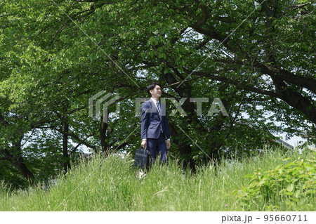 外を歩くビジネスマン 外を歩くビジネスマン 95660711