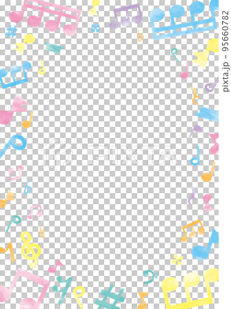 Frame vertical of colorful notes, rests and symbols 95660782