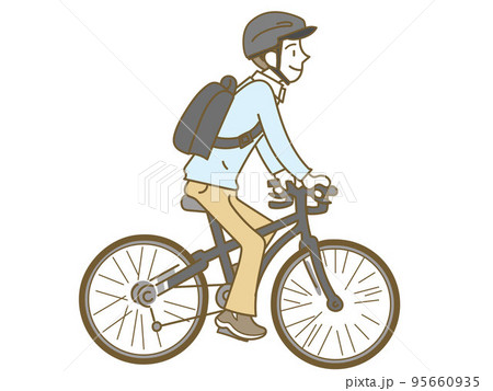 ヘルメットを被り自転車に乗る若い男性 ヘルメットを被り自転車に乗る若い男性 95660935