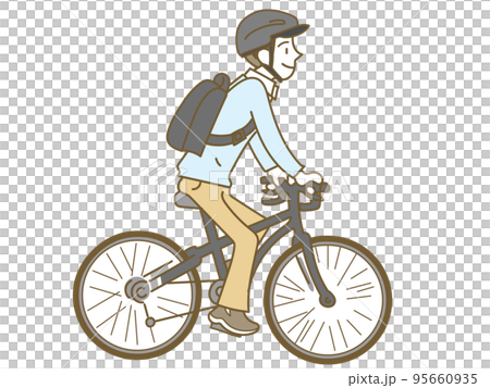 戴頭盔騎自行車的年輕人 戴頭盔騎自行車的年輕人 95660935