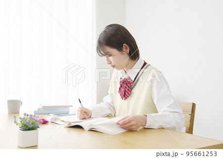 自宅で勉強する高校生 自宅で勉強する高校生 95661253