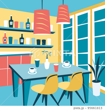 カラフルポップな部屋　ダイニング 95661813