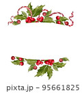 Christmas frame made of mistletoe and ribbon. Festive decoration 95661825