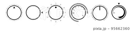 Adjustment dial. Rotary dials with round scale volume level knob and round controller Adjustment dial. Rotary dials with round scale volume level knob and round controller 95662360
