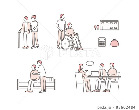 様々な介護、医療福祉のシーンセット 95662484