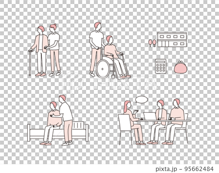 様々な介護、医療福祉のシーンセット 95662484