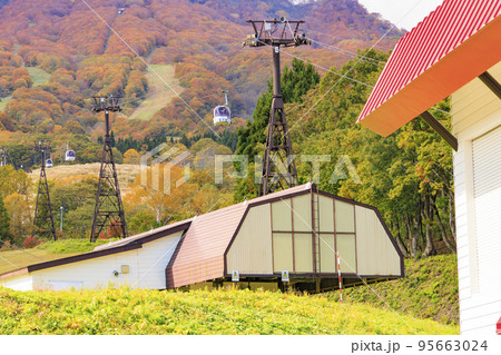 紅葉見頃な妙高山とスカイケーブル 95663024