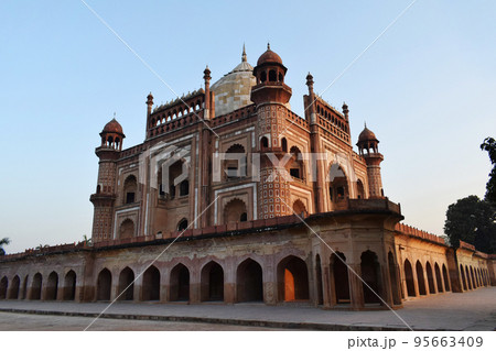 Safdarjung's Tomb is a sandstone and marble mausoleum in Delhi, India. It was built in 1754 in the late Mughal Empire style for Nawab Safdarjung 95663409