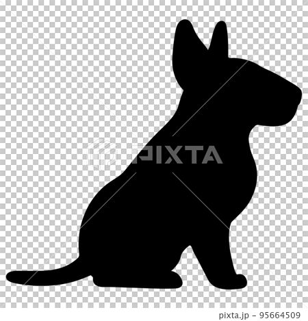 側身坐著的簡單可愛的鬥牛梗剪影 95664509