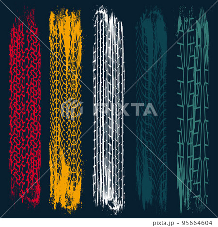Five grunge tire tracks lines 95664604