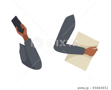 Man Character Arms with Jacket Sleeve as Constructor with Separated Body Part Vector Set 95664652