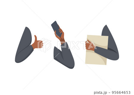 Man Character Arms with Jacket Sleeve as Constructor with Separated Body Part Vector Set 95664653