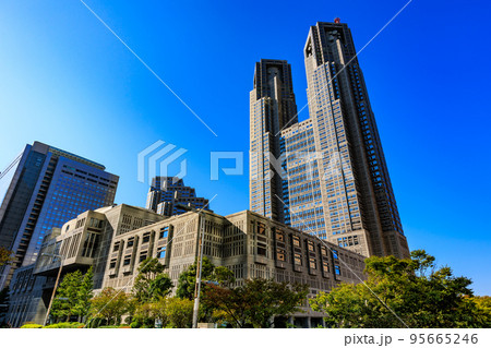 東京　西新宿の都市風景　東京都庁第一本庁舎と東京都議会議事堂 95665246