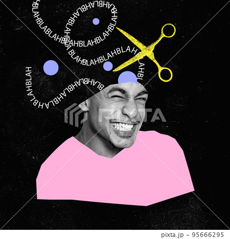 Boiling brain. Contemporary art collage, modern design. Family crises of relationship can happen at any time. Concept of male and female psychology. 95666295