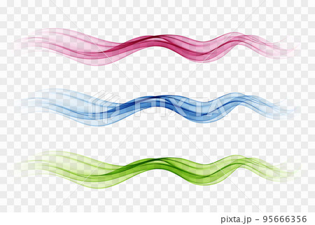 Set of abstract colors wave smoke transparent blue, pink, green color.Wavy divider design 95666356