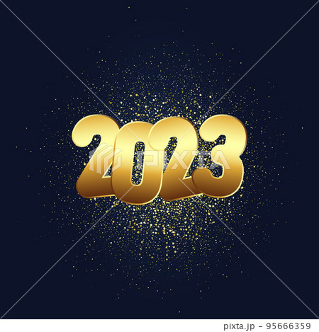 2023 Merry Christmas and Happy New Year Abstract shiny color golden design element 95666359