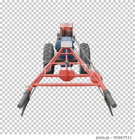 3D render thailand tractor hand control rear view. png illustration. 95667531
