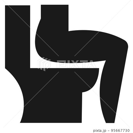 Person sit on toilet icon. Black diarrhea symbol Person sit on toilet icon. Black diarrhea symbol 95667730