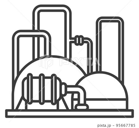 Chemical plant. Industrial building black line icon 95667785