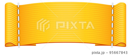 Yellow fabric tag with realistic stitches. Cloth label Yellow fabric tag with realistic stitches. Cloth label 95667843