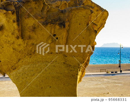 Eroded rock formations in Bolnuevo, Spain 95668331