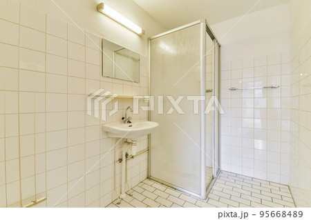 bathroom with shower and sink in flat bathroom with shower and sink in flat 95668489